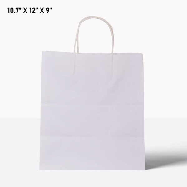 White paper bag with handle 10*7*12
