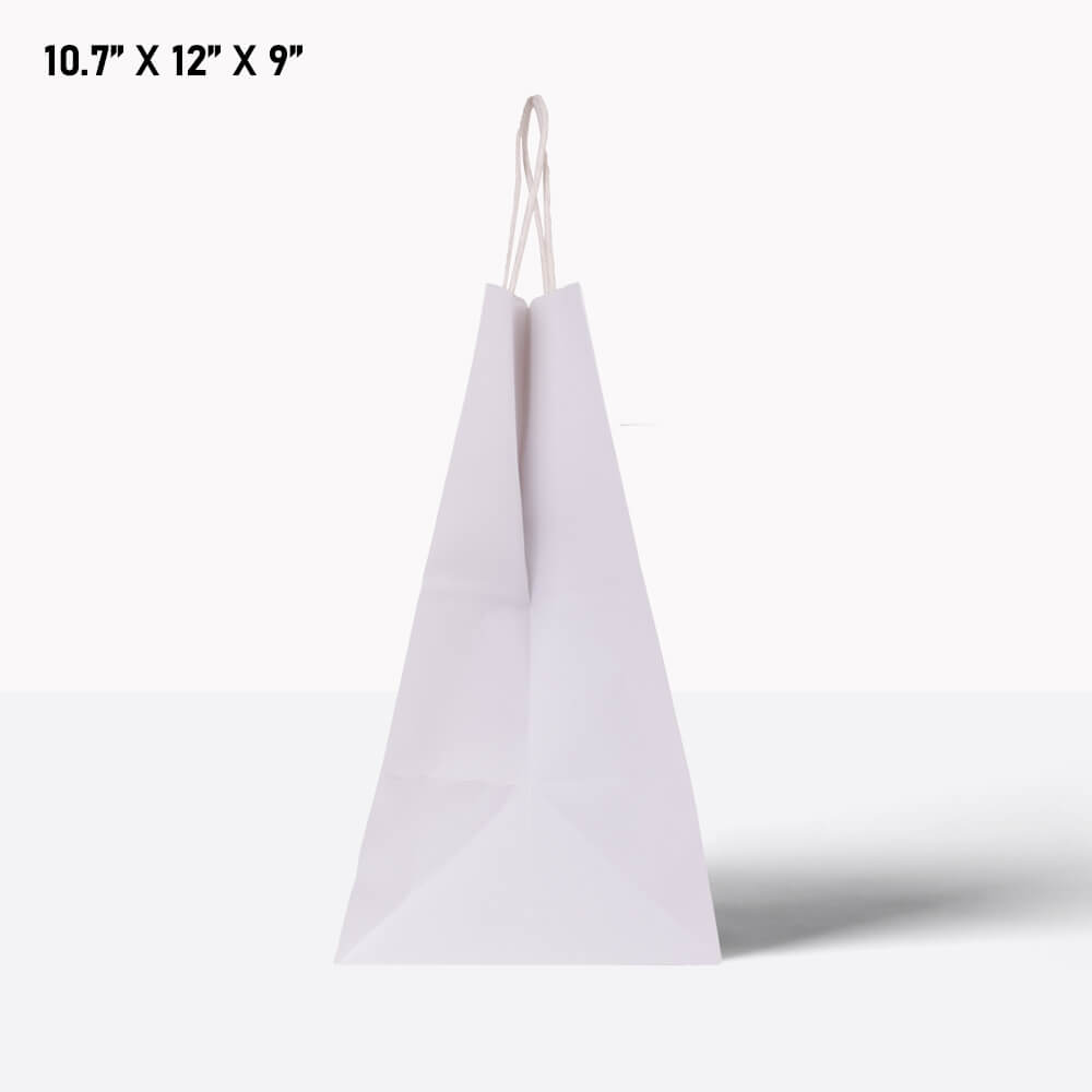 10-7-12-9-4 White paper bag with handle 10*7*12