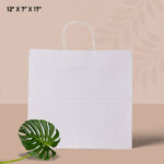 White paper bag with handle 12*7*17