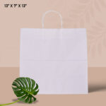 white paper bag with handle 13*7*13
