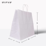 white paper bag with handle 13*7*13