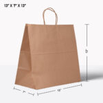 brown paper bag with handle 13*7*13
