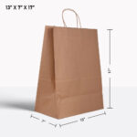 brown paper bag with handle 13*7*17