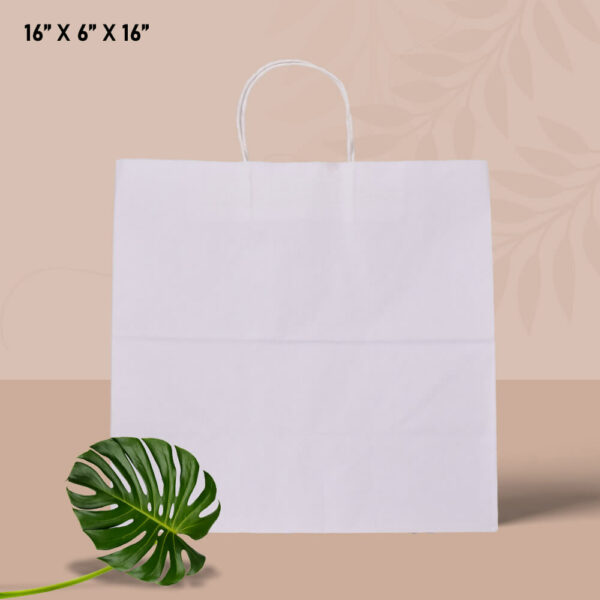 White paper bag with handle 16*6*16