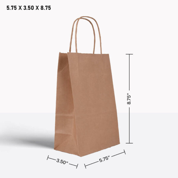 brown paper bag with handle 5.75*3.50*8.75*