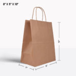 brown paper bag with handle 8*5*10